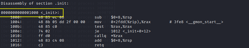objdump start